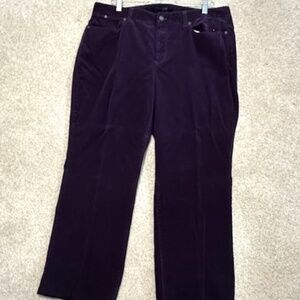 Talbots Corduroy Straight Leg 5 Pocket Pants High Waist Dark Purple 16W CURVY